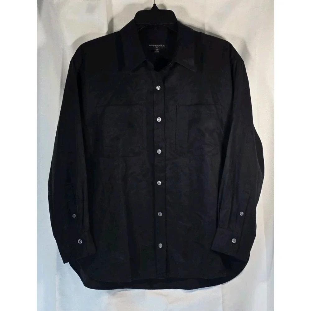 Banana Republic Shirt Mens Medium Black Button Up Dress Casual‎ Stylish Outdoors